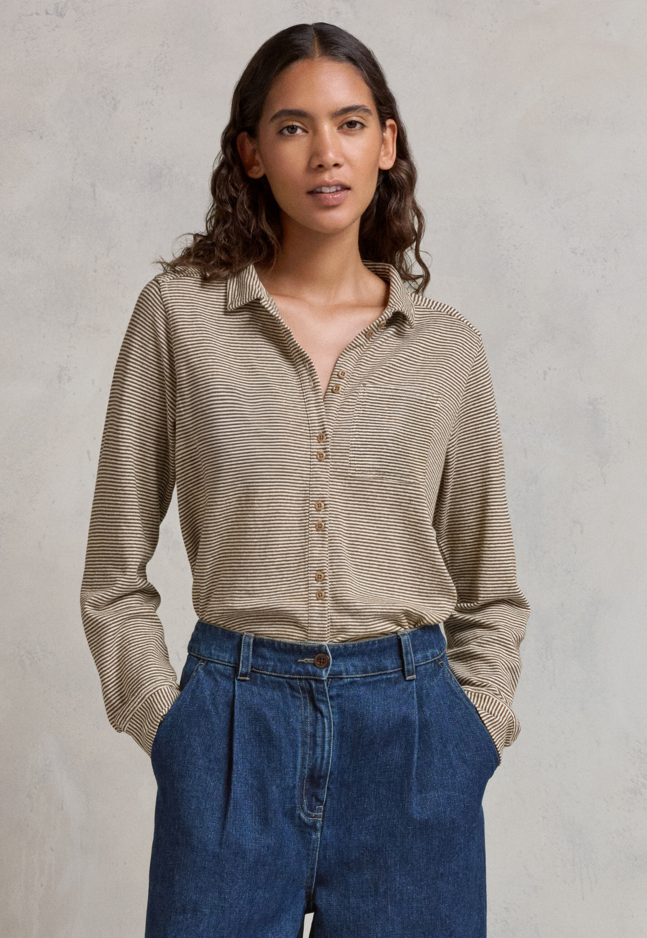 Button-shoulder top