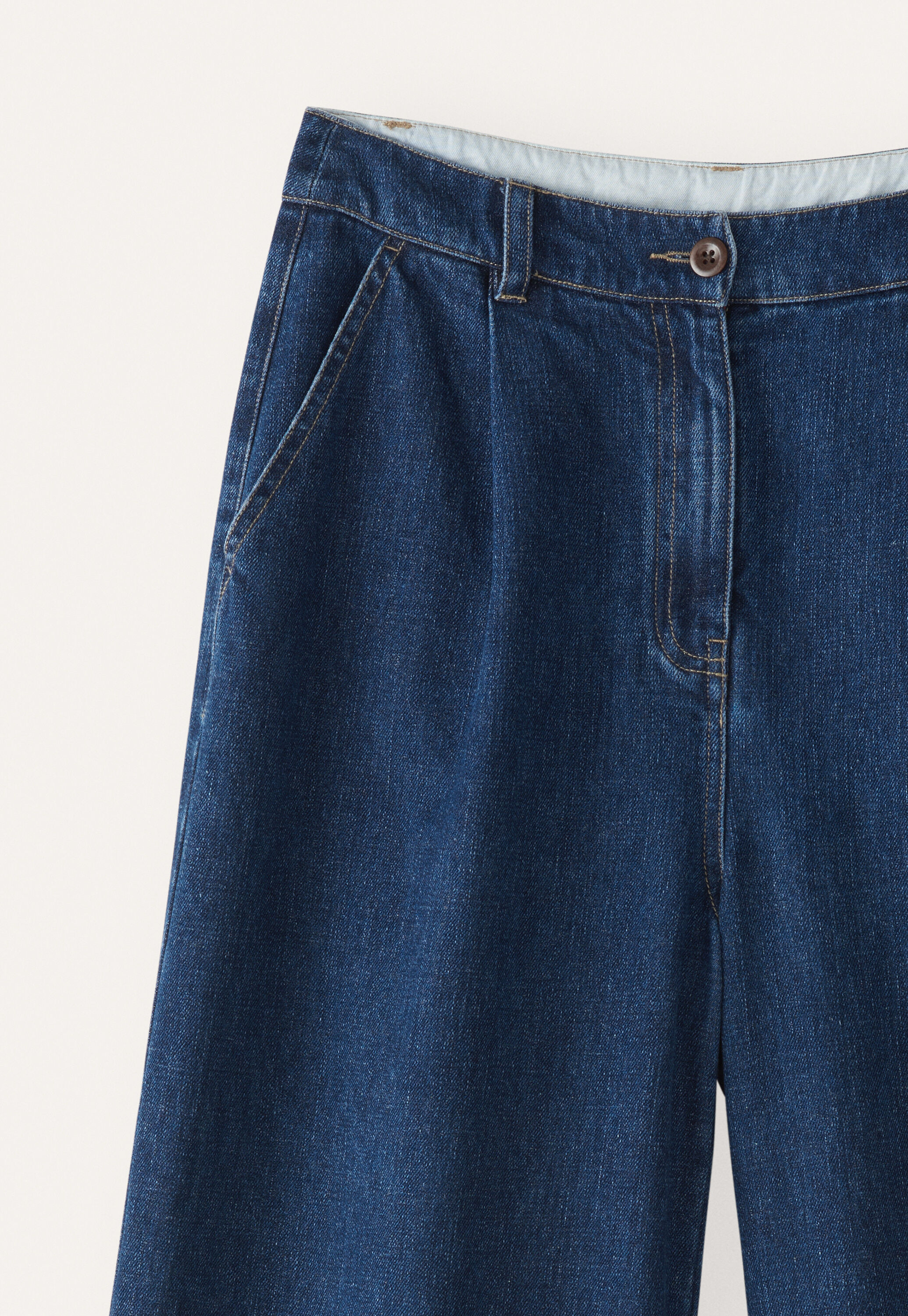 Barrel-leg trousers, Dark denim, large